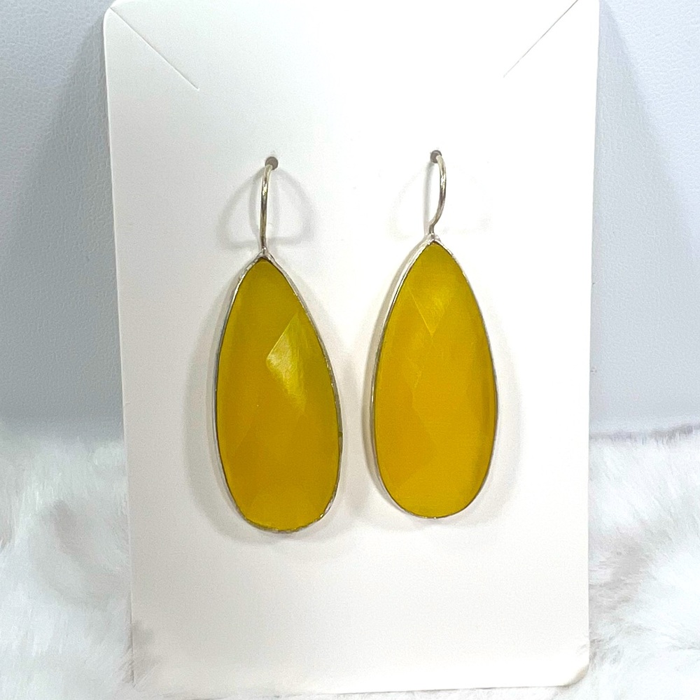 Yellow Onyx 925 Synthetic Earrings